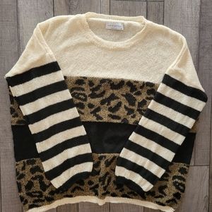 Pink Lily Sweater - Living My Best Life Oversized Leopard Sweater